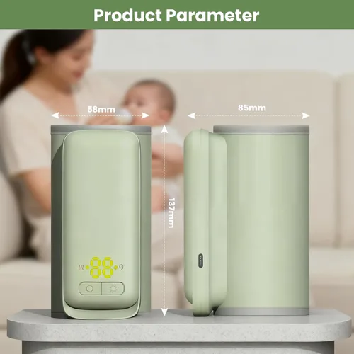 Vista 5 de Calentador de botellas aislado portátil, calentador de bebé sin agua, 6000 mAh y control de temperatura de 6 niveles, con una pequeña luz de altura