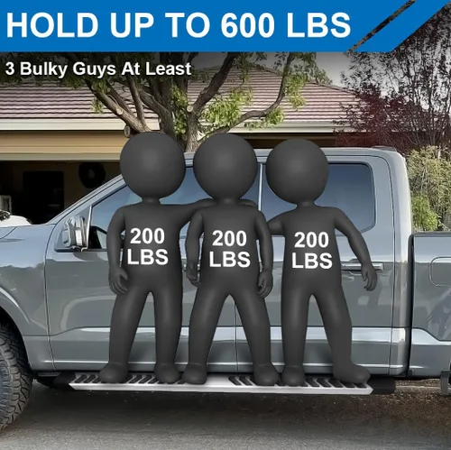 Vista 5 de Estribos Laterales de 6.3 Pulgadas Compatibles con Ford F150 F-150 SuperCrew Cab 2015-2023 Puertas de Tamaño Completo con 6 Soportes