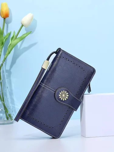 Vista 2 de Lavemi - Cartera de piel con bloqueo RFID para mujer de gran capacidad para llevarla a la muñeca