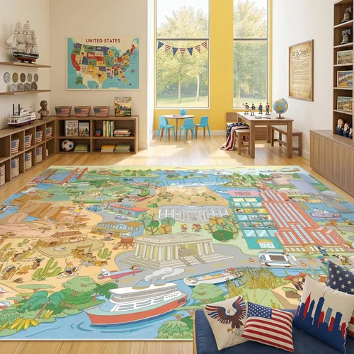 Vista 14 de Alfombra preescolar del alfabeto de 3 x 5 para niños pequeños, alfombra de juego ABC suave para el aprendizaje del bebé, alfombra educativa
