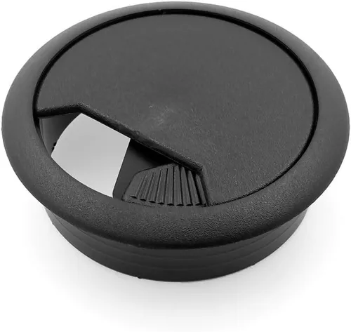Vista 2 de Modket M4327-51-BK - Cubierta de agujero organizador de cables de computadora para computadora, 2 pulgadas, ojal de plástico negro para escritorio