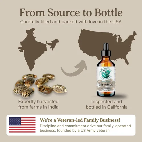 Vista 7 de Bella Terra Oils - Aceite de ricino orgánico botella de vidrio de 4 onzas - Sumérgete en la esencia de ricino orgánica pura, alta en ácidos grasos