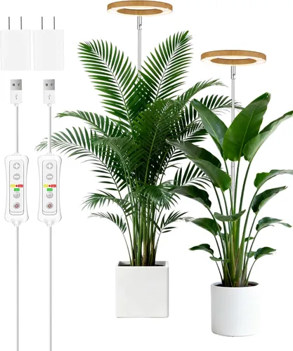 Vista 19 de yadoker 72 LEDs Luz de cultivo de plantas para plantas de interior, Luz de escritorio de aluminio con grano de madera de nogal LED, Altura