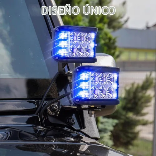 Vista 2 de Luces Pod Laterales Direccionales de 4 Pulgadas, Luces LED Estroboscópicas Azules de Cubo de Doble Cara para Granja, Tractor, Arado, Camión, Barco