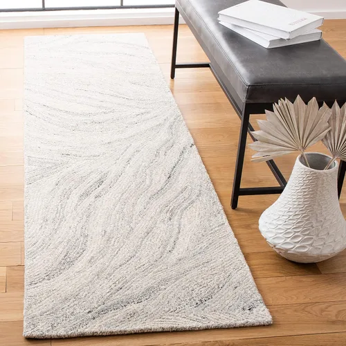Vista 9 de SAFAVIEH Metro Collection - Alfombra decorativa de 2 x 3 pies, marfil y marrón, hecha a mano, lana abstracta moderna, ideal para zonas de alto