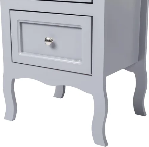 Vista 8 de Juego de 2 mesitas de noche, modernas mesas de noche de madera para dormitorios, mesa auxiliar de almacenamiento para sofá, mesa auxiliar de Gris
