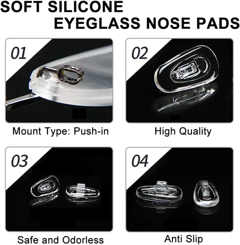 Vista 2 de 6 pares de almohadillas de nariz de 0.55 pulgadas (0.551 in) de silicona suave para lentes