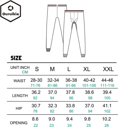 Vista 7 de Pantalones térmicos para hombre, pantalones térmicos largos con bolsa separada