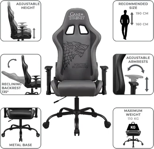 Vista 2 de SUBSONIC – Silla de juego de tronos para adultos – Silla de oficina para jugadores Official Licence, Ergonomic Office Chair, High-Density Foam