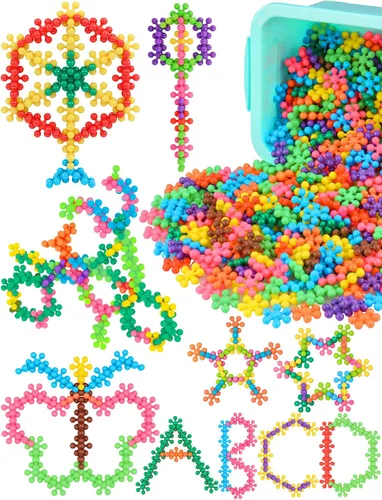 Vista 16 de Juguete educativo de bloques de construcción entrelazados de copo de nieve, 100 piezas para niños a partir de 3 años, plástico sólido multicolor