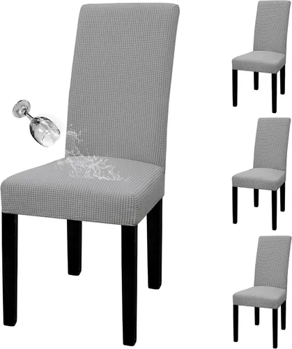Vista 29 de Easy-Going - Juego de 2 fundas para sillas de comedor 100% impermeables, de tela Jacquard elástica, fundas protectoras removibles y lavables