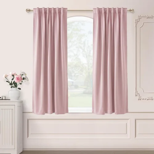 Vista 29 de SHINELAND Cortinas opacas cortas para ventanas de dormitorio, cortinas de baño, 45 pulgadas de largo