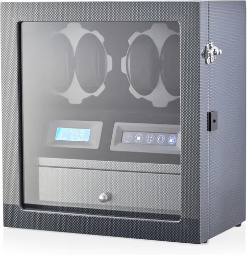 Vista 16 de 4 Watch Winder with 5 Watch Storage Space, LCD Display, Touch Control and Interior Light Negro + Negro