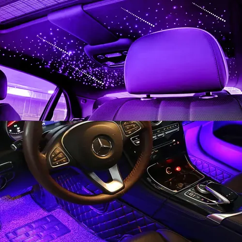 Vista 8 de AKEPO Kit de luces de fibra óptica 3 en 1 con control de aplicación, luz de estrella, estrella fugaz+sincronización de música activada debajo