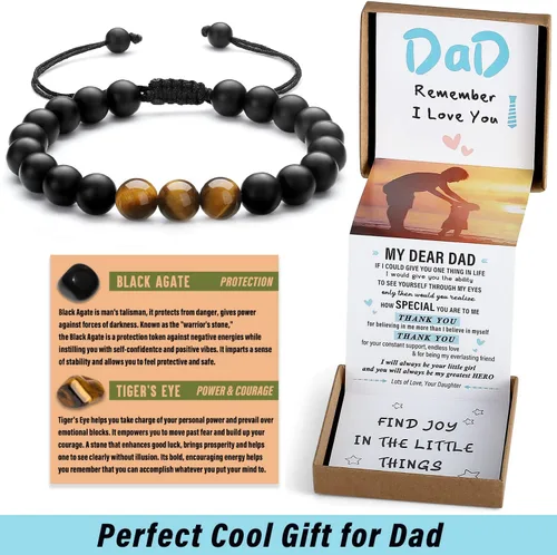 Vista 7 de Pulsera de cristal natural para adolescentes, niños, hombres, caja de regalo extraíble especialmente para hijo, nieto, papá, amor en cumpleaños