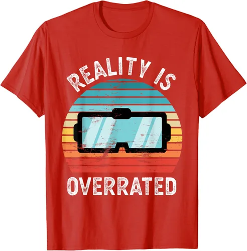 Vista 34 de Reality is Overrated VR - Camiseta divertida de regalo de realidad virtual, Negro, S
