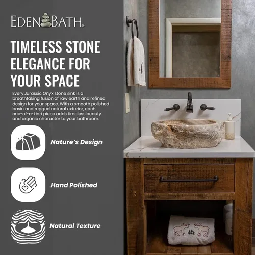Vista 4 de Eden Bath Jurassic Onyx - Fregadero de forma variable, lavabo de piedra pulida con exterior natural