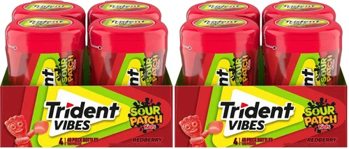 Vista 31 de Trident Vibes SOUR PATCH KIDS Redberry - Goma de mascar sin azúcar, botella de 40 piezas (paquete de 2)