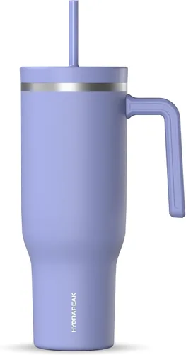 Vista 23 de Hydrapeak Voyager Vaso de 40 oz con Asa y Tapa con Pajita Botella de Agua Reutilizable de Acero Inoxidable Taza de Viaje Compatible con Portavasos