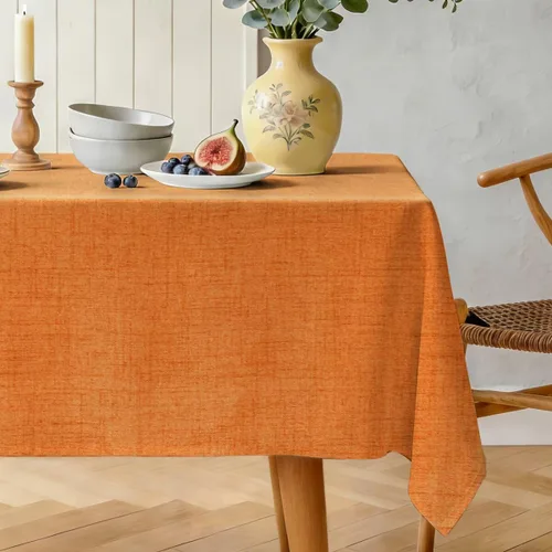 Vista 22 de Mantel rectangular de lino natural, mantel ligero con textura de otoño de 52 x 70 pulgadas, resistente al agua, resistente a las manchas, mantel