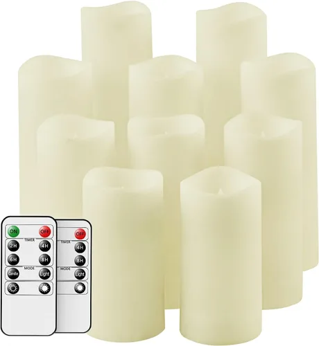 Vista 7 de Velas LED parpadeantes sin llama, juego de 6 velas (6 pulgadas de alto x 3 pulgadas), velas impermeables sin llama, plástico de resina, uso