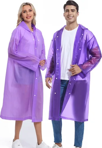 Vista 151 de 2 abrigos de lluvia de Borogo para adultos, chaquetas de lluvia reutilizables para hombres y mujeres