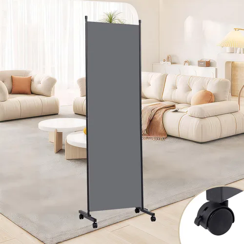 Vista 9 de Room Divider Large 1 Panel Privacy Screen,Portable Room Partition on Wheels Beige