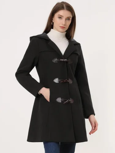Vista 3 de Allegra K Abrigo largo de invierno para mujer, con capucha, a medio muslo