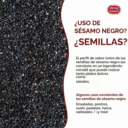 Vista 4 de Semillas de sésamo negro crudo, bolsa de 3 libras - Natural - By Spicy World