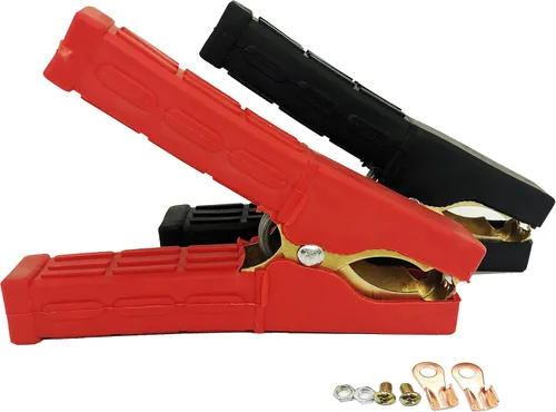 Vista 12 de 4 piezas de abrazaderas de cable de puente Abrazaderas de batería de cocodrilo de cobre puro 100A-500A Abrazaderas de cargador de batería de coche