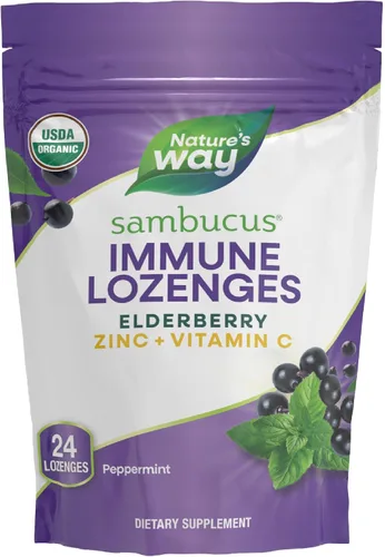 Vista 4 de Nature's Way Sambucus Pastillas de zinc con saúco y vitamina C, sabor a menta, 24 pastillas