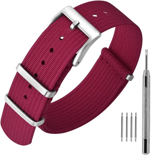 Vista 23 de ANNEFIT - Correa de reloj de nailon de 16mm 18mm 20mm 22mm, correas de reloj militares impermeables de una pieza con hebilla resistente