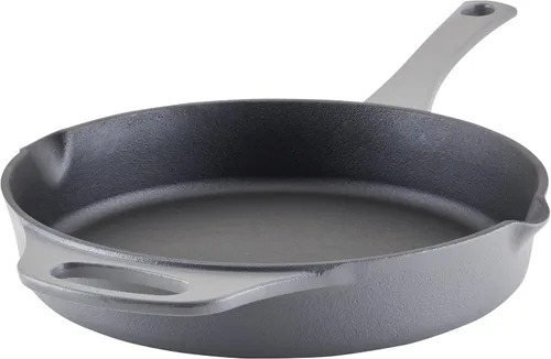 Vista 15 de Rachael Ray NITRO - Sartén de hierro fundido con mango auxiliar y boquillas de vertido, 12 pulgadas, color azul agave