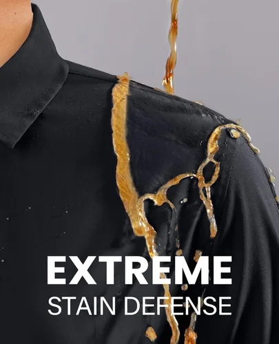 Vista 4 de Siliteelon - Camisas de vestir con protección contra manchas, sin arrugas, de manga corta, color liso, con botones, para mujer