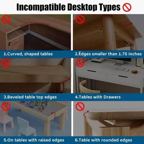 Vista 6 de Reposabrazos de computadora para escritorio, bandeja extensora de escritorio giratoria ajustable de 180°, soporte de brazo de codo plegable de 90°