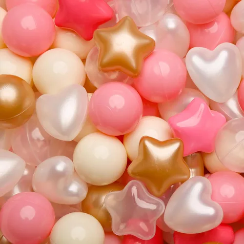 Vista 16 de Bolas de hoyo de TRENDPLAY en forma de estrella y corazón para niños pequeños - 50, 100, 200, 500 piezas de bolas de plástico para diversión y juego