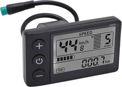 Vista 3 de Computadora de bicicleta, velocímetro de bicicleta S866, medidor de pantalla LCD, IP65, odómetro de ciclismo, 24 V, 36 V, 48 V, panel de control