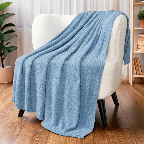 Vista 15 de PAVILIA Manta supersuave para sofá, manta mullida y acogedora de peso ligero en negro; manta de punto cálida y esponjosa para cama o sofá, 50x60