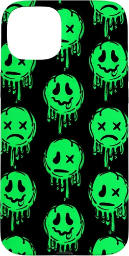 Vista 9 de Melting Happy Face Smile Trippy Sad Face Graffiti Green Case for iPhone 17