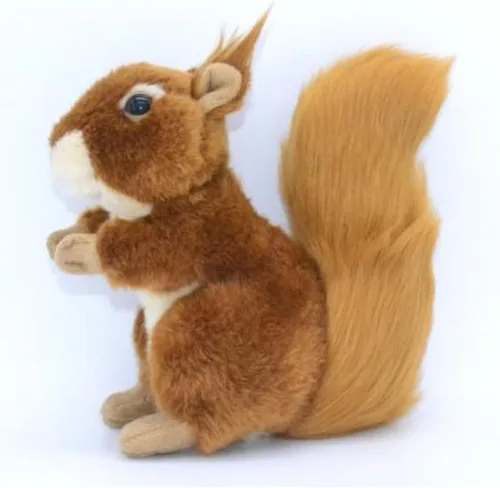Vista 3 de JIANEEXSQ Animal de peluche realista de ardilla, modelo de ardilla realista, colección de regalo de felpa única para cumpleaños de niños (sentado)