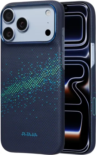 Vista 33 de pitaka Funda para iPhone Pro de 6.3" con sensación sin funda, azul abismo Abyss Blue (Argyle)
