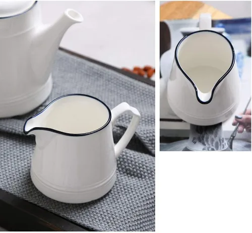 Vista 3 de FUYU Juego de crema de cerámica blanca y azúcar para servir café