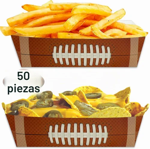 Vista 2 de Bandejas de papel desechables de fútbol (50 piezas) aperitivos de concesión de barcos de comida justa Nachos de carnaval, cesta de servir papas