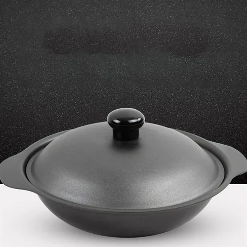 Vista 7 de Cabilock Hogar Pequeño Hierro Pot Basics Esmalte Hierro Fundido Claypot: Sartén Cazuela Cubierta 7.1 in Olla De Arcilla Olla De Arroz