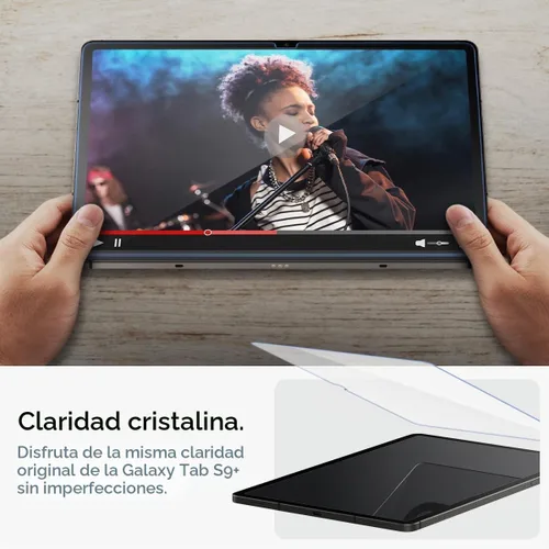 Vista 5 de Spigen GlasTR EZ FIT - Protector de pantalla para Galaxy Tab S9 Plus y S10 Plus 9H+ Tempered glass, Scratch resistance, Auto-align tray