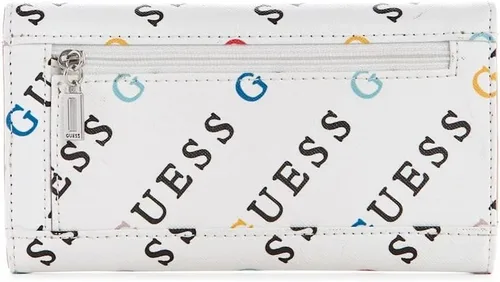Vista 2 de GUESS Willie Rainbow Logo Turn-Lock - Cartera delgada triple para mujer color blanco multicolor Blanco Cartera delgada