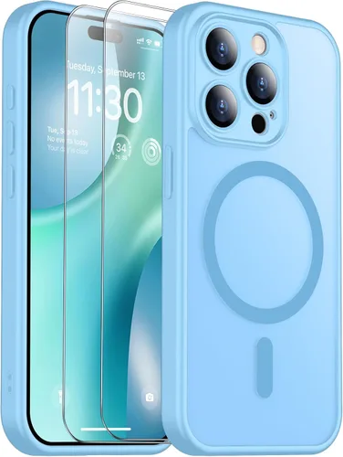 Vista 136 de SPIDERCASE Funda magnética translúcida diseñada para iPhone 11, con 2 protectores de pantalla de vidrio templado, antihuellas, para iPhone 11 de 6.1