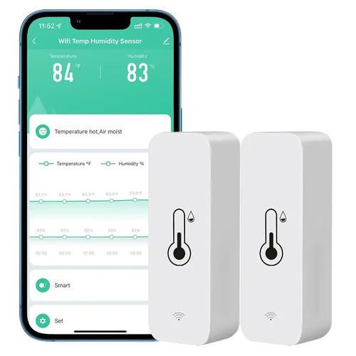Vista 10 de PHOVOLT Sensor de termómetro higrómetro WiFi para el hogar, sensor de humedad inalámbrico para interiores y exteriores, con alerta de notificación