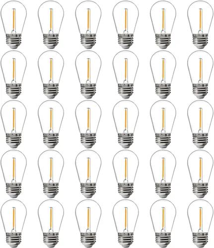 Vista 9 de Paquete de 15 bombillas LED de repuesto para exteriores FLSNT para luces de cadena, bombillas colgantes LED S14 para patio, jardín, base E26, 2200 K