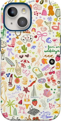 Vista 69 de Casely Funda para iPhone 15 Flores pintadas Frida Kahlo Floral Girly Funda atrevida Compatible con MagSafe